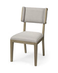 Set Of Two Light Gray And Brown Upholstered Fabric Open Back Side Chairs