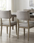 Set Of Two Light Gray And Brown Upholstered Fabric Open Back Side Chairs
