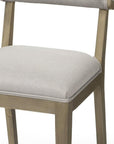 Set Of Two Light Gray And Brown Upholstered Fabric Open Back Side Chairs
