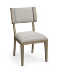 Set Of Two Light Gray And Brown Upholstered Fabric Open Back Side Chairs