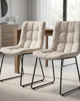Set Of Two White And Black Upholstered Fabric Open Back Side Chairs