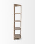 72" Brown Solid Wood and Wood Four Tier Bookcase