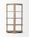 72" Brown Solid Wood and Wood Four Tier Bookcase