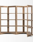 72" Brown Solid Wood and Wood Four Tier Bookcase