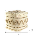 18" Beige Geometric Cube Ottoman