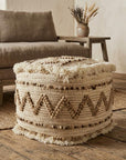 18" Beige Geometric Cube Ottoman