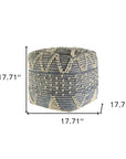 18" Blue Geometric Pouf Ottoman