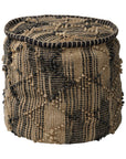 20" Jute Cylinder Geometric Pouf Ottoman