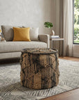 20" Jute Cylinder Geometric Pouf Ottoman