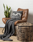 20" Jute Cylinder Geometric Pouf Ottoman