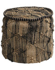 20" Jute Cylinder Geometric Pouf Ottoman