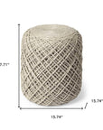 16" Ivory Upholstery Cylinder Abstract Pouf Ottoman