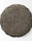 16" Brown Upholstery Cylinder Abstract Pouf Ottoman