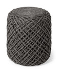 16" Gray Upholstery Cylinder Abstract Pouf Ottoman