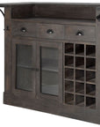 29" Gray Solid Wood Rolling Kitchen Island With Storage