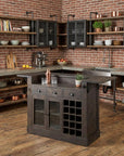 29" Gray Solid Wood Rolling Kitchen Island With Storage