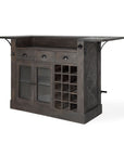 29" Gray Solid Wood Rolling Kitchen Island With Storage