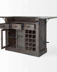 29" Gray Solid Wood Rolling Kitchen Island With Storage