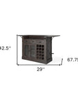 29" Gray Solid Wood Rolling Kitchen Island With Storage