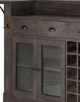 29" Gray Solid Wood Rolling Kitchen Island With Storage
