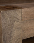 Brown Solid Wood Kitchen Island With Two Tier Smooth Counter Top
