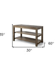 Brown Solid Wood Kitchen Island With Two Tier Smooth Counter Top