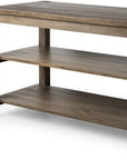 Brown Solid Wood Kitchen Island With Two Tier Smooth Counter Top