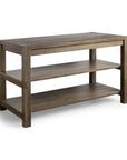 Brown Solid Wood Kitchen Island With Two Tier Smooth Counter Top