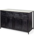 Solid Iron Black Body White Marble Top Kitchen Island With 4 Drawer
