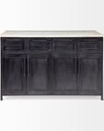 Solid Iron Black Body White Marble Top Kitchen Island With 4 Drawer