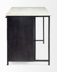 Solid Iron Black Body White Marble Top Kitchen Island With 4 Drawer