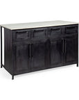 Solid Iron Black Body White Marble Top Kitchen Island With 4 Drawer