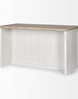 White And Brown Two Tone Wooden Kitchen Island With 3 Drawers