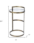 27" Gold And Clear Glass Round End Table