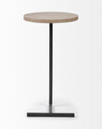 15" Natural and Black Solid Wood and Metal