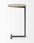 15" Natural and Black Solid Wood and Metal