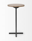15" Natural and Black Solid Wood and Metal