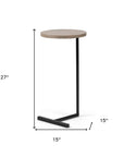 15" Natural and Black Solid Wood and Metal