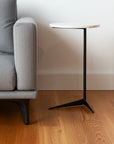 27" Black And White Marble Round End Table