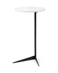 27" Black And White Marble Round End Table