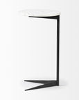27" Black And White Marble Round End Table