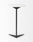 27" Black And White Marble Round End Table