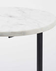 27" Black And White Marble Round End Table