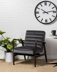 27" Black And White Marble Round End Table