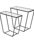 10" Clear Glass and Metal Frame Console Table