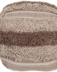 18" Beige Striped Pouf Ottoman