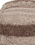 18" Beige Striped Pouf Ottoman