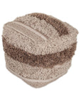18" Beige Striped Pouf Ottoman