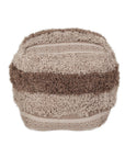 18" Beige Striped Pouf Ottoman