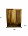 24" Brown Solid Wood Wall Mounted Accent Cabinet